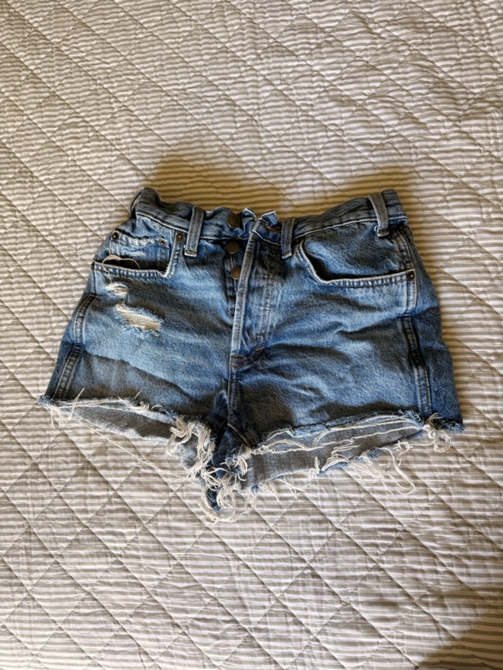 Universal Thread Light Blue Distressed High-Rise Jean Shorts